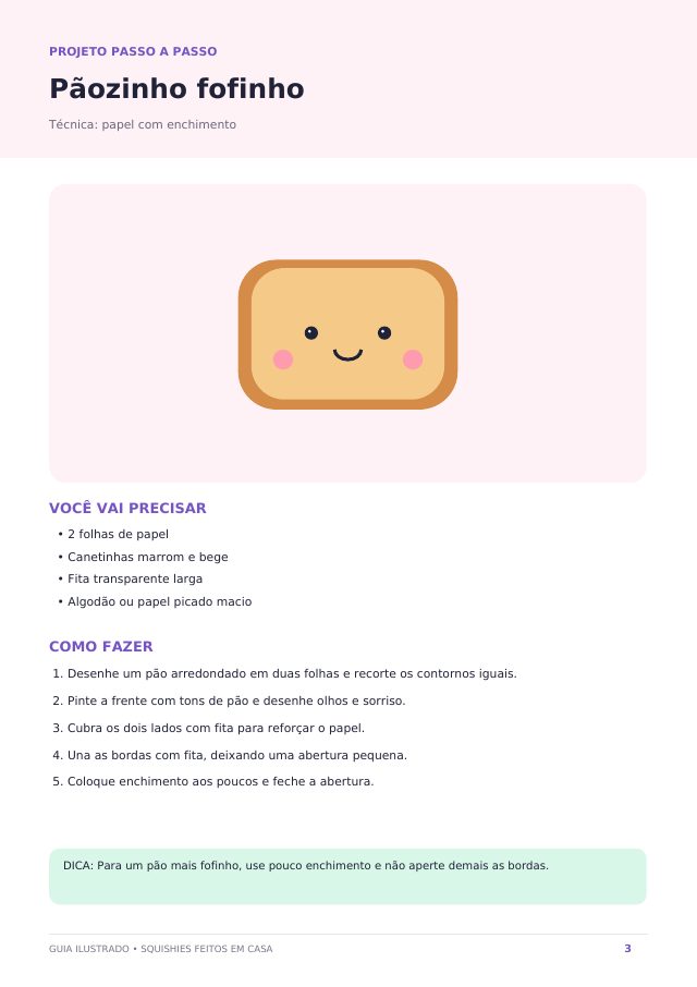 Página do projeto Pãozinho fofinho: materiais e passo a passo